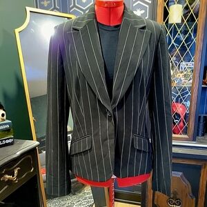 Elegant Black Pinstripe Women's Blazer